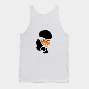 Afro Hair Woman with African Pattern Headwrap Tank Top